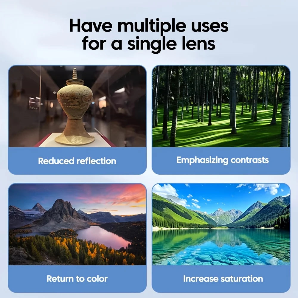 1pc 52mm CPL Universal With Clip Mobile Phone Lens Circular Polarizing Filter